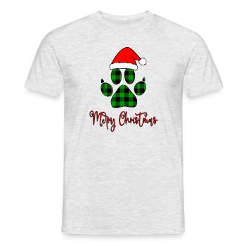 Merry Christmas paws Gift, Paws With santa hat tee - Men's T-Shirt - heather grey - Front - AI Model Male 178 dark (178cm)