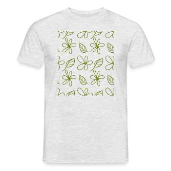 fleurs et feuilles - T-shirt homme - gris chiné - Devant - AI Model Male 178 dark (178cm)