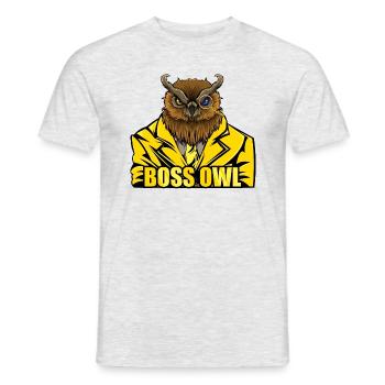 Boss Owl - Mafia Styled Animals - Men's T-Shirt - heather grey - Front - AI Model Male 178 dark (178cm)