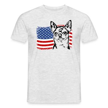 Chihuahua US Amérique Drapeau Chiens Chien Wilsigns - T-shirt homme - gris chiné - Devant - AI Model Male 178 dark (178cm)