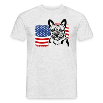 Bouledogue français Drapeau américain Wilsigns - T-shirt homme - gris chiné - Devant - AI Model Male 178 dark (178cm)