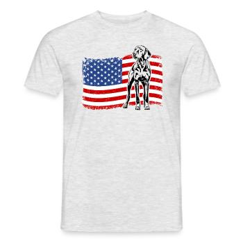 Vizsla US Amérique Drapeau Chiens Chien Wilsigns - T-shirt homme - gris chiné - Devant - AI Model Male 178 dark (178cm)