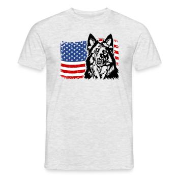 Chodský Pes US Amerika Fahne Hunde Hund Wilsigns - Männer T-Shirt - Grau meliert - Vorne - AI Model Male 178 dark (178cm)