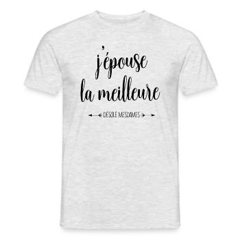 j epouse la meilleure futur mari - T-shirt homme - gris chiné - Devant - AI Model Male 178 dark (178cm)