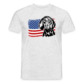 Noir Et Tan Coonhound US America Drapeau Wilsigns - T-shirt homme - gris chiné - Devant - AI Model Male 178 dark (178cm)