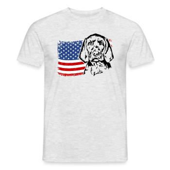 Drahthaar Vizsla US Amerika Fahne Hunde Wilsigns - Männer T-Shirt - Grau meliert - Vorne - AI Model Male 178 dark (178cm)