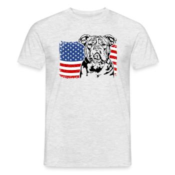 American XXL Bulldog US America Flag Wilsigns - Men's T-Shirt - heather grey - Front - AI Model Male 178 dark (178cm)
