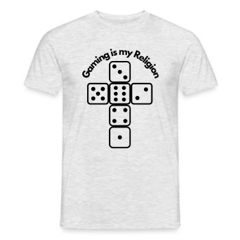 lustiges Design Gaming is my Religion - Männer T-Shirt - Grau meliert - Vorne - AI Model Male 178 dark (178cm)