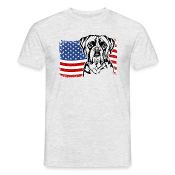 Boxer US Amérique Drapeau Chiens Chien Wilsigns - T-shirt homme - gris chiné - Devant - AI Model Male 178 dark (178cm)