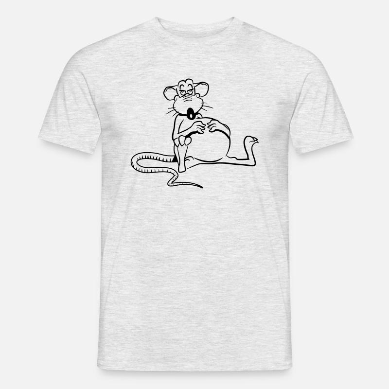 ratte satt müde - Männer T-Shirt - Grau meliert