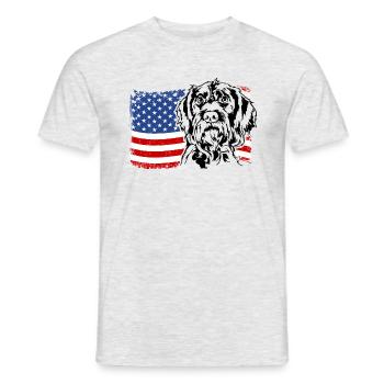 Allemand à poil dur US Drapeau de l’Amérique Wilsigns - T-shirt homme - gris chiné - Devant - AI Model Male 178 dark (178cm)