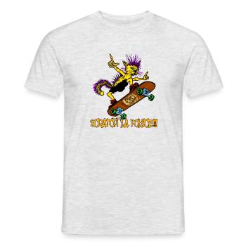 Skater Cat - Scratch La Police! - Men's T-Shirt - heather grey - Front - AI Model Male 178 dark (178cm)
