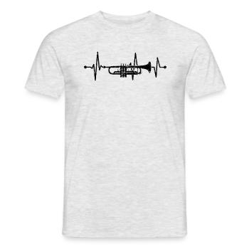 Trompette Heartbeat Musicien Trompette Cuivre Musique - T-shirt homme - gris chiné - Devant - AI Model Male 178 dark (178cm)