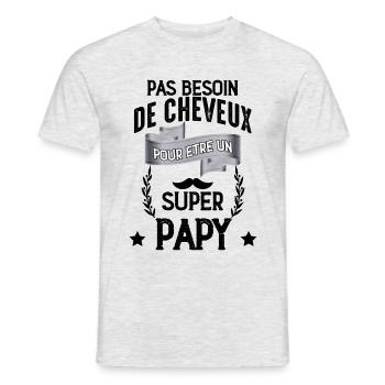 Super Papy Sans Cheveux Cadeau Drôle Grand-Père - T-shirt homme - gris chiné - Devant - AI Model Male 178 dark (178cm)
