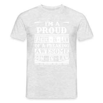 Proud Father In Law Of A Freaking Awesome Son In - Men's T-Shirt - heather grey - Front - AI Model Male 178 dark (178cm)
