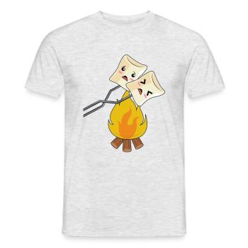 Marshmallows über dem Lagerfeuer / Pfadfinder - Männer T-Shirt - Grau meliert - Vorne - AI Model Male 178 dark (178cm)