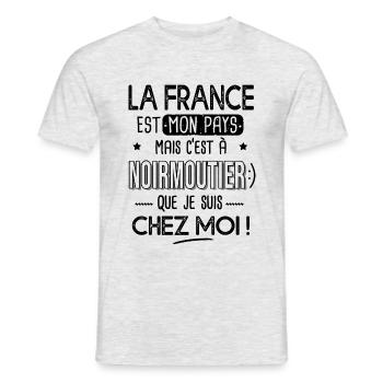 Noirmoutier c est chez moi Cadeau île noirmoutier - T-shirt homme - gris chiné - Devant - AI Model Male 178 dark (178cm)
