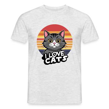 I love cats - Men's T-Shirt - heather grey - Front - AI Model Male 178 dark (178cm)