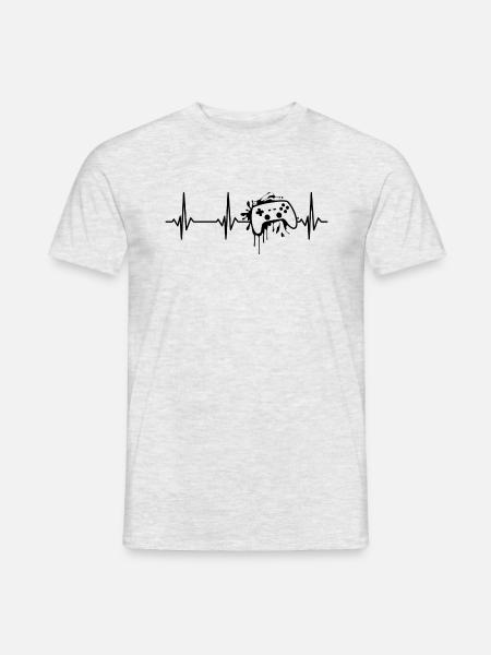 Gamepad Herzschlag Controller Gaming Zocker Gamer - Männer T-Shirt - Grau meliert