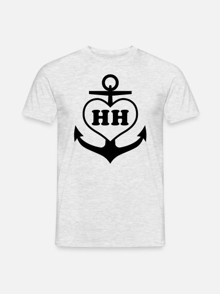 Anker + Herz HH 1c - Männer T-Shirt - Grau meliert