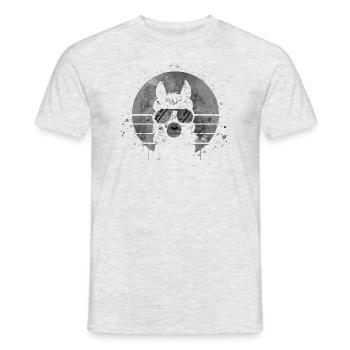 Vintages Lama mit Sonnenbrille - Männer T-Shirt - Grau meliert - Vorne - AI Model Male 178 dark (178cm)