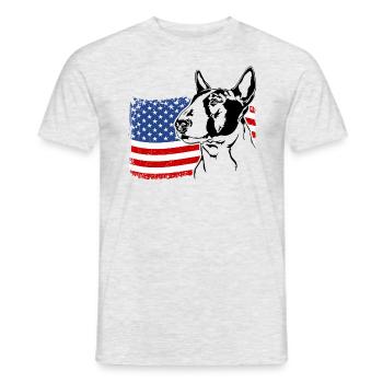 Bull Terrier US Amérique Drapeau Chiens Chien Wilsigns - T-shirt homme - gris chiné - Devant - AI Model Male 178 dark (178cm)