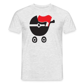 drapeau poussette antifa bébé - T-shirt homme - gris chiné - Devant - AI Model Male 178 dark (178cm)