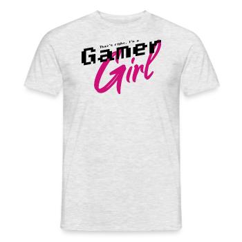 Gamer girl pink - Men's T-Shirt - heather grey - Front - AI Model Male 178 dark (178cm)