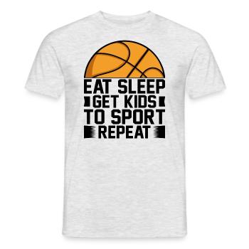 Eat Sleep Get Kids To Sport Repeat I Basketballer - Men's T-Shirt - heather grey - Front - AI Model Male 178 dark (178cm)