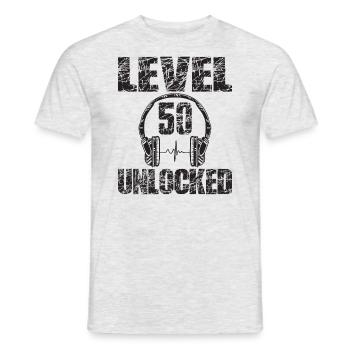 Level 50 Unlocked Birthday Gift 50 Years - Men's T-Shirt - heather grey - Front - AI Model Male 178 dark (178cm)