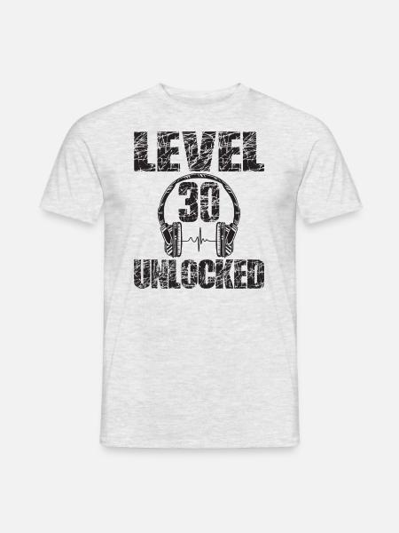 Level 30 Unlocked Geburtstagsgeschenk 30 Jahre - Männer T-Shirt - Grau meliert