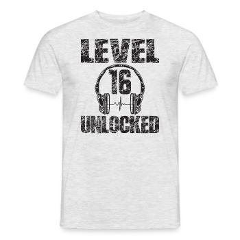 Level 16 Unlocked Birthday Gift 16 Years - Men's T-Shirt - heather grey - Front - AI Model Male 178 dark (178cm)