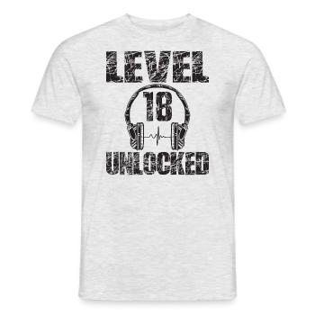 Level 18 Unlocked Birthday Gift 18 years - Men's T-Shirt - heather grey - Front - AI Model Male 178 dark (178cm)