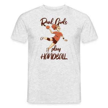 Joueuse de handball Girl Real Girls Play - T-shirt homme - gris chiné - Devant - AI Model Male 178 dark (178cm)