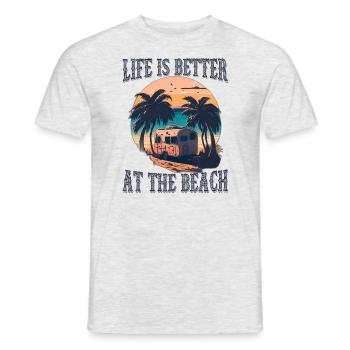 La vie est meilleure à la plage - Rétro - T-shirt homme - gris chiné - Devant - AI Model Male 178 dark (178cm)
