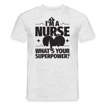 Ich bin Krankenschwester, was ist deine - Männer T-Shirt - Grau meliert - Vorne - AI Model Male 178 dark (178cm)