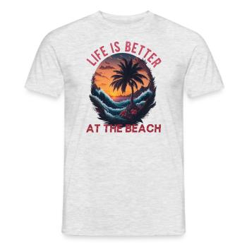 La vie est meilleure à la plage - T-shirt homme - gris chiné - Devant - AI Model Male 178 dark (178cm)