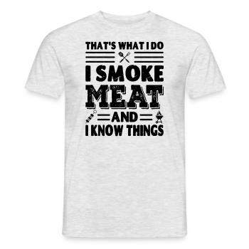 C’est ce que je fais, je fume de la viande et je sais des choses - T-shirt homme - gris chiné - Devant - AI Model Male 178 dark (178cm)