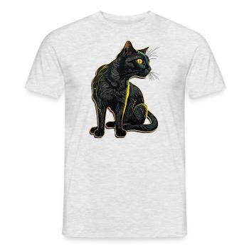 Schwarze Katze Bombay Cat Outfit für - Männer T-Shirt - Grau meliert - Vorne - AI Model Male 178 dark (178cm)
