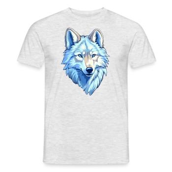 Wolf Kostüm blauer Wolfskopf Werwolf und - Männer T-Shirt - Grau meliert - Vorne - AI Model Male 178 dark (178cm)