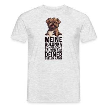 Meine Bolonka schnarcht lauter - Bolonka Zwetna - Männer T-Shirt - Grau meliert - Vorne - AI Model Male 178 dark (178cm)