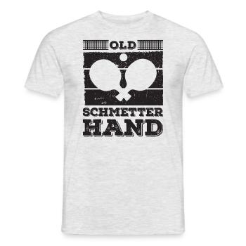 Joueur de tennis de table vieux smash main dictant - T-shirt homme - gris chiné - Devant - AI Model Male 178 dark (178cm)
