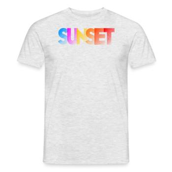 SUNSET Schrift Sonnenuntergang Farben Urlaubsmotiv - Männer T-Shirt - Grau meliert - Vorne - AI Model Male 178 dark (178cm)