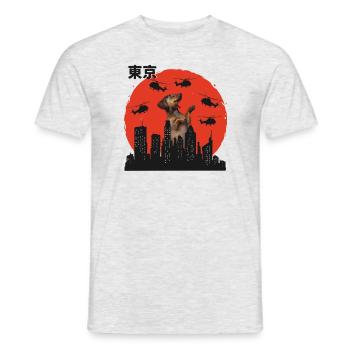 Dackelzilla Dackel in Tokyo - Männer T-Shirt - Grau meliert - Vorne - AI Model Male 178 dark (178cm)