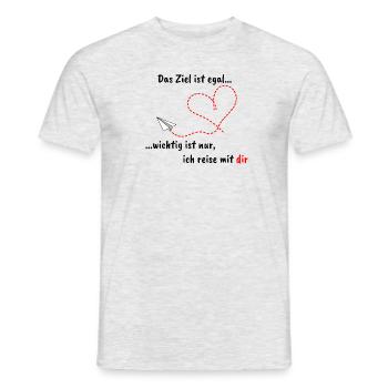 Avion en papier avec coeur et texte romantique - T-shirt homme - gris chiné - Devant - AI Model Male 178 dark (178cm)