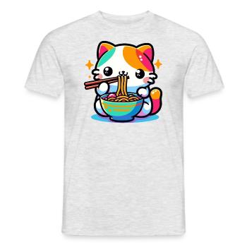 Manga Manga Japonais Cat Ramen pour les amoureux des chats - T-shirt homme - gris chiné - Devant - AI Model Male 178 dark (178cm)
