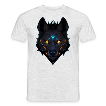 Hyäne, Hyänenkopf - Männer T-Shirt - Grau meliert - Vorne - AI Model Male 178 dark (178cm)