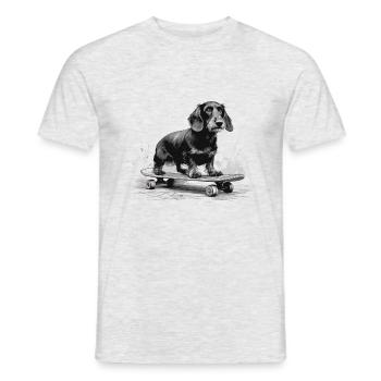 Rauhaardackel auf dem Skateboard T-Shirts und mehr - Männer T-Shirt - Grau meliert - Vorne - AI Model Male 178 dark (178cm)