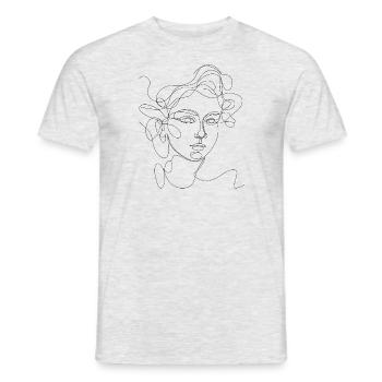 Minimalist Double Face Line Art Design - Men's T-Shirt - heather grey - Front - AI Model Male 178 dark (178cm)