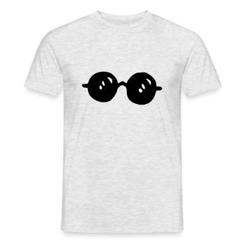 Lunettes de soleil grandes / lunettes de soleil - grandes - rondes - T-shirt homme - gris chiné - Devant - AI Model Male 178 dark (178cm)